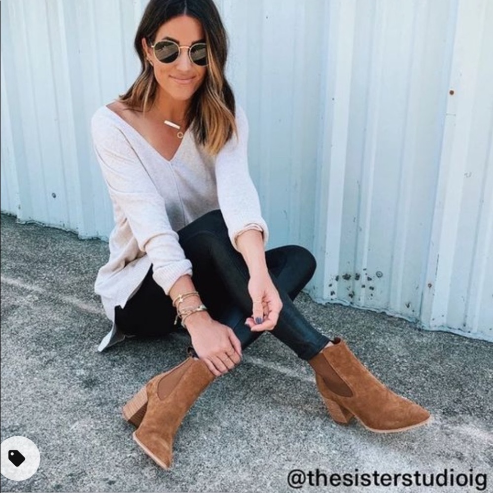 Steve Madden Addy Suede Cognac Booties